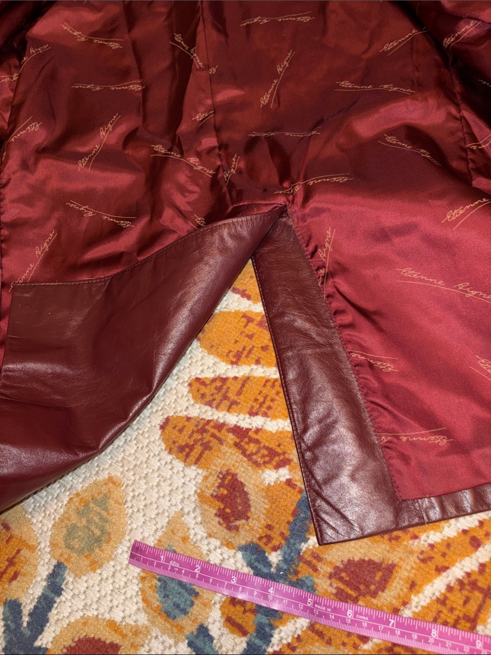 Etienne Aigner Wine Leather Blazer Jacket - Picture 5 of 9